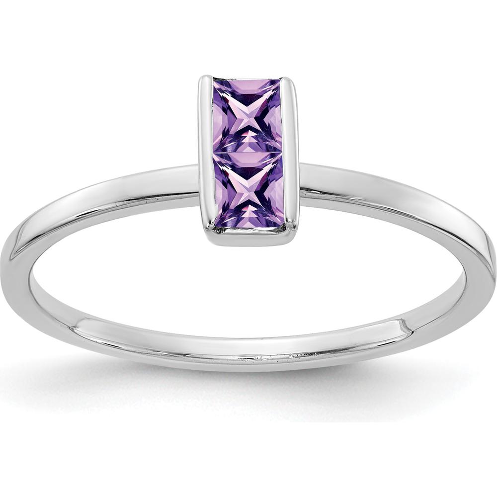 14K White Gold Amethyst Ring with Princess-Cut Amethysts - 0.30 Carat Total Gem Weight by 0