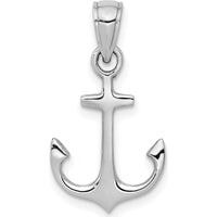 14K White Gold Anchor Pendant with Rhodium Plating - 21.9mm Length by Oro Pregiato