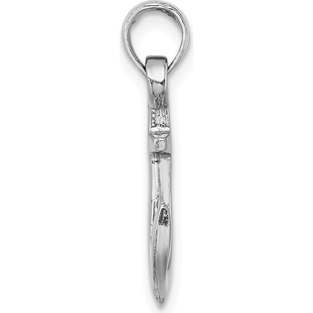 14K White Gold Anchor Pendant with Rhodium Plating - 21.9mm Length by Oro Pregiato
