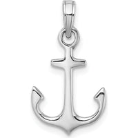 14K White Gold Anchor Pendant with Rhodium Plating - 21.9mm Length by Oro Pregiato