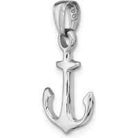 14K White Gold Anchor Pendant with Rhodium Plating - 21.9mm Length by Oro Pregiato