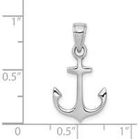 14K White Gold Anchor Pendant with Rhodium Plating - 21.9mm Length by Oro Pregiato