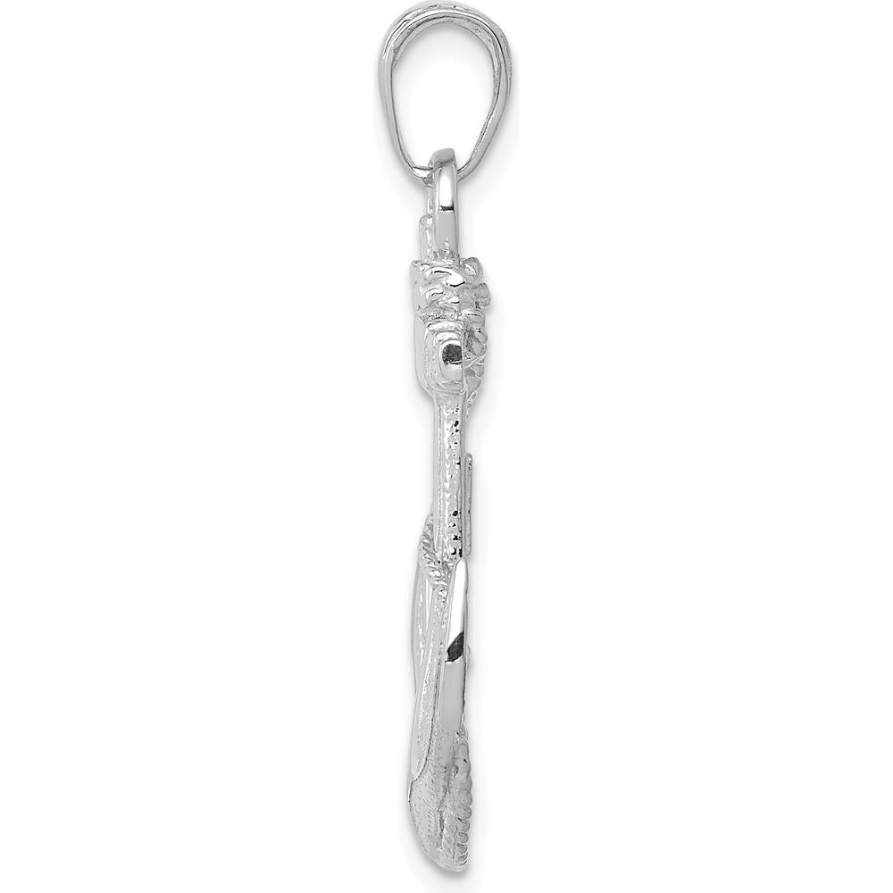14K White Gold Anchor Pendant with Rope Design - Solid White Gold Nautical Charm by Oro Pregiato