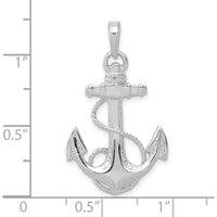 14K White Gold Anchor Pendant with Rope Design - Solid White Gold Nautical Charm by Oro Pregiato