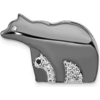14K White Gold and Black Rhodium Bear Diamond Slide Pendant - 1/10 Carat Total Diamond Weight by Monteluci Fine Jewelry