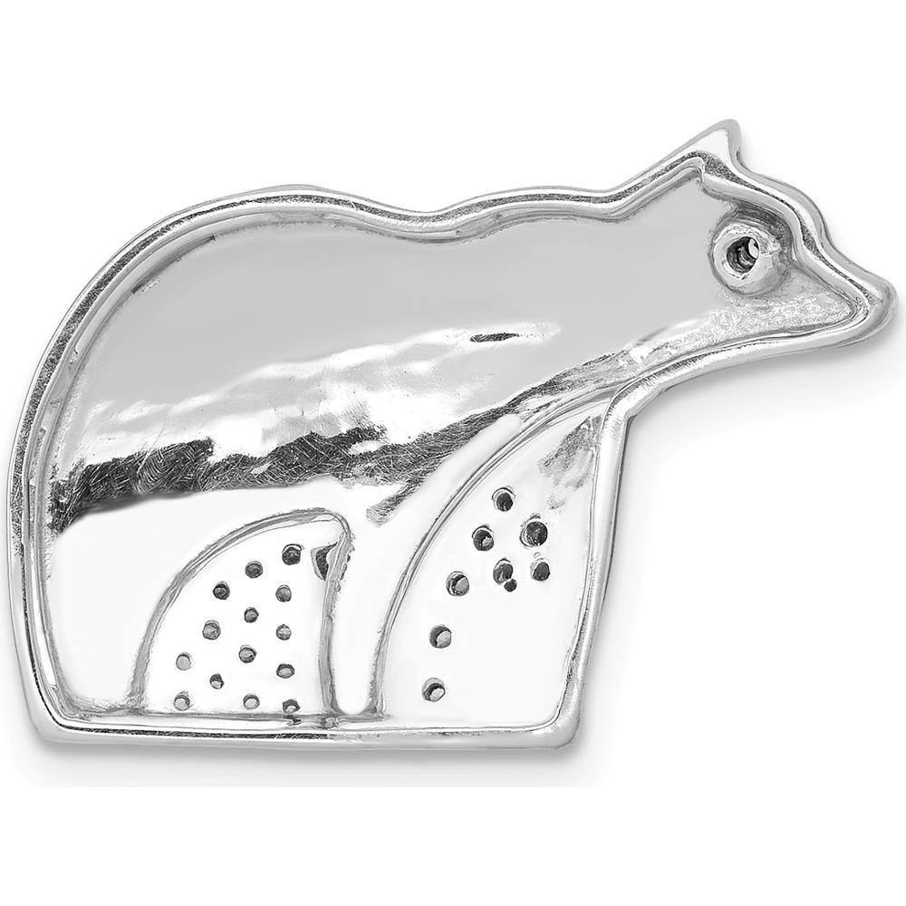 14K White Gold and Black Rhodium Bear Diamond Slide Pendant - 1/10 Carat Total Diamond Weight by Monteluci Fine Jewelry