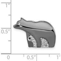 14K White Gold and Black Rhodium Bear Diamond Slide Pendant - 1/10 Carat Total Diamond Weight by Monteluci Fine Jewelry