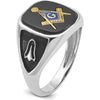 14K White Gold and Gold-Plated Cushion Onyx Masonic Ring with Black Enamel Detailing by IBGoodman