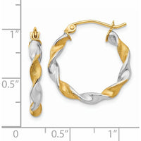 14K White Gold & Rhodium Twisted Hoop Earrings - 22mm Length by 0