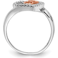 14K White Gold and Rose Gold Diamond Heart Ring with 26 Round Natural Diamonds - 0.13 Carat Total Diamond Weight by 0