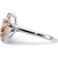 14K White Gold and Rose Gold Diamond Heart Ring with 26 Round Natural Diamonds - 0.13 Carat Total Diamond Weight by 0