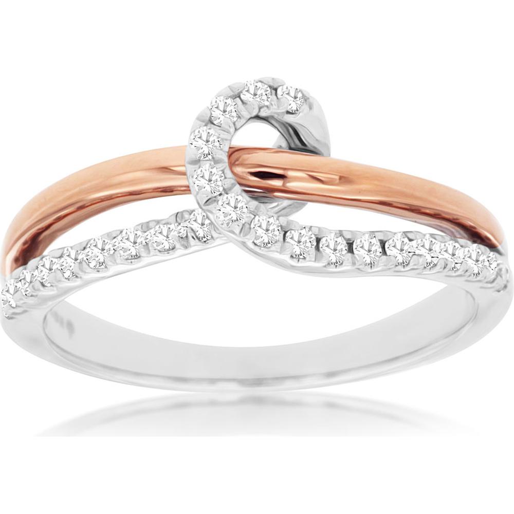 14K White Gold and Rose Gold Diamond Twist Ring - 0.25 Carats Total Diamond Weight