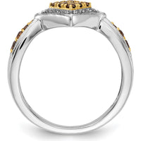 14K White Gold and Yellow Rhodium Diamond Geometric Ring with Round Champagne and White Diamonds - 0.11 Carat Total Diamond Weight by 0