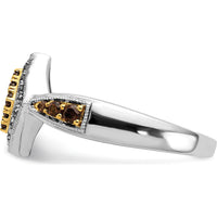 14K White Gold and Yellow Rhodium Diamond Geometric Ring with Round Champagne and White Diamonds - 0.11 Carat Total Diamond Weight by 0