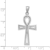 14K White Gold Ankh Cross Pendant with Polished Finish and Rhodium Plating by Oro Pregiato