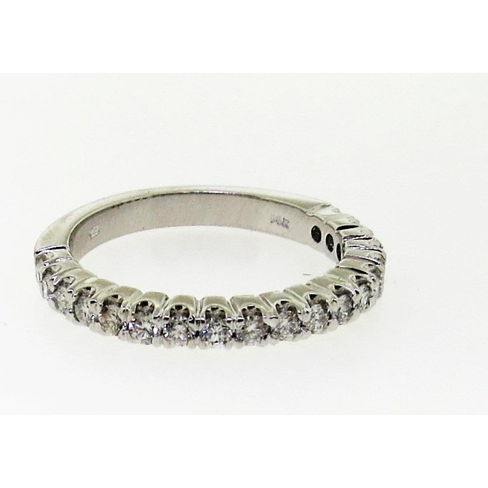 14K White Gold Anniversary Band with 14 Prong-Set Round Brilliant Diamonds - 0.59 Carat Total Diamond Weight by Auriventus