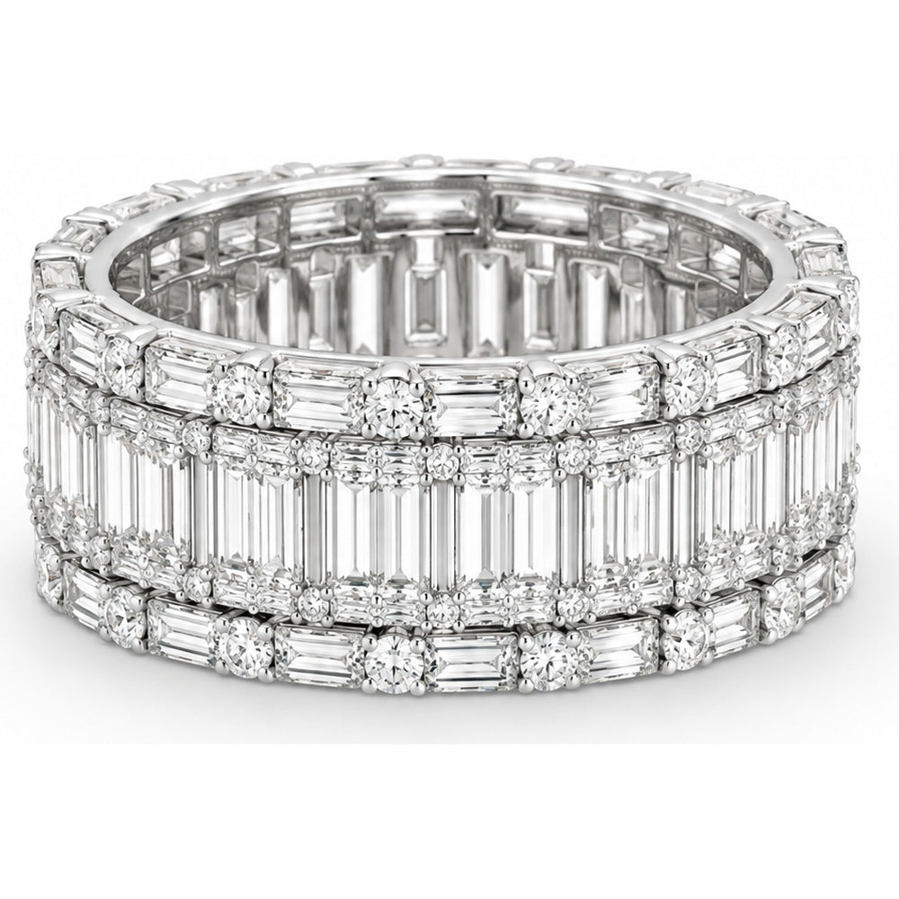 14K White Gold Anniversary Band with Baguette and Round Diamonds - 2.93 Carat Total Diamond Weight by Auriventus
