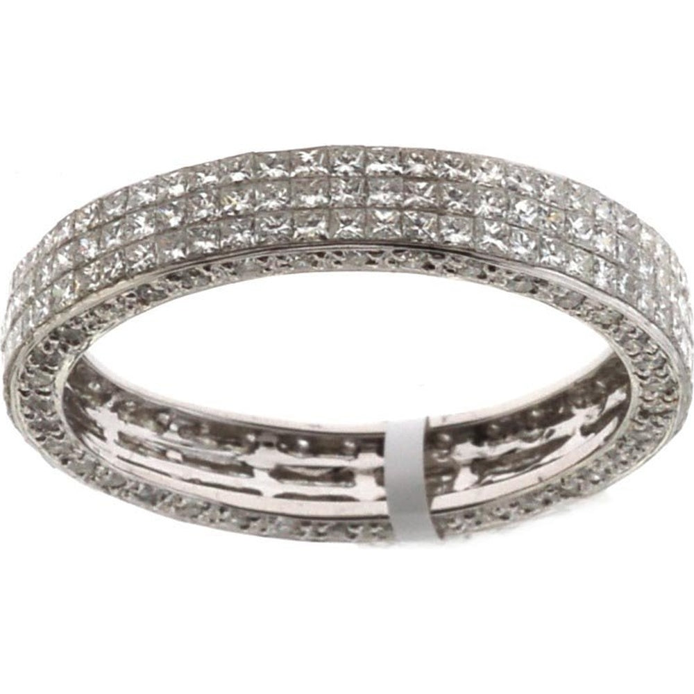 14K White Gold Anniversary Band with Invisible Set Square Cut Diamonds - 2.75 Carat Total Diamond Weight by Auriventus