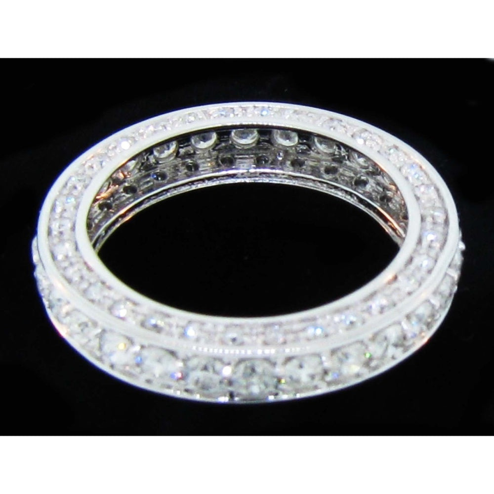 14K White Gold Anniversary Band with Milgrain Detail and Prong-Set Round Diamonds - 2.32 Carat Total Diamond Weight by Auriventus