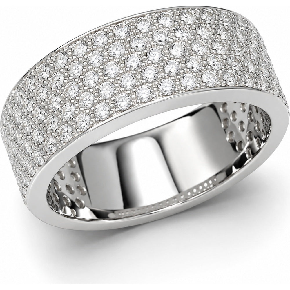 14K White Gold Anniversary Band with Pavé-Set Round Diamonds - 3.65 Carat Total Diamond Weight by Auriventus