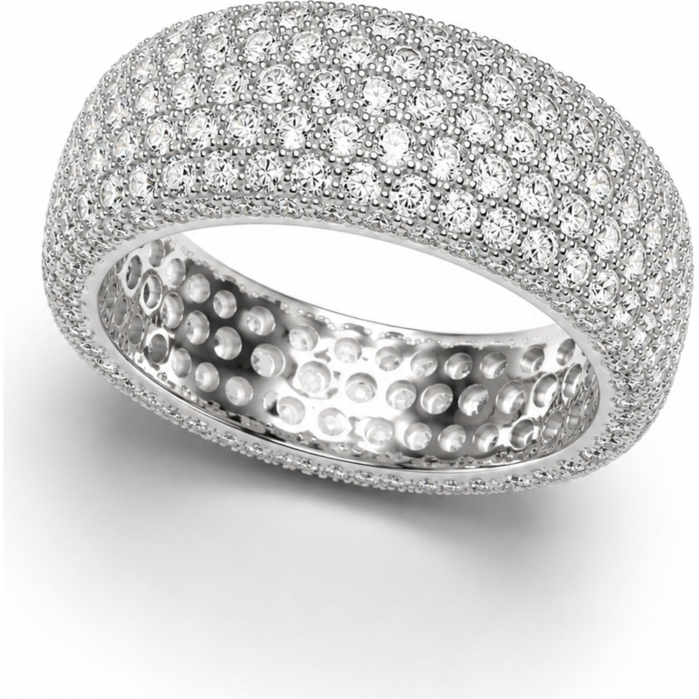 14K White Gold Anniversary Band with Pave Set Round Diamonds - 4.30 Carat Total Diamond Weight by Auriventus