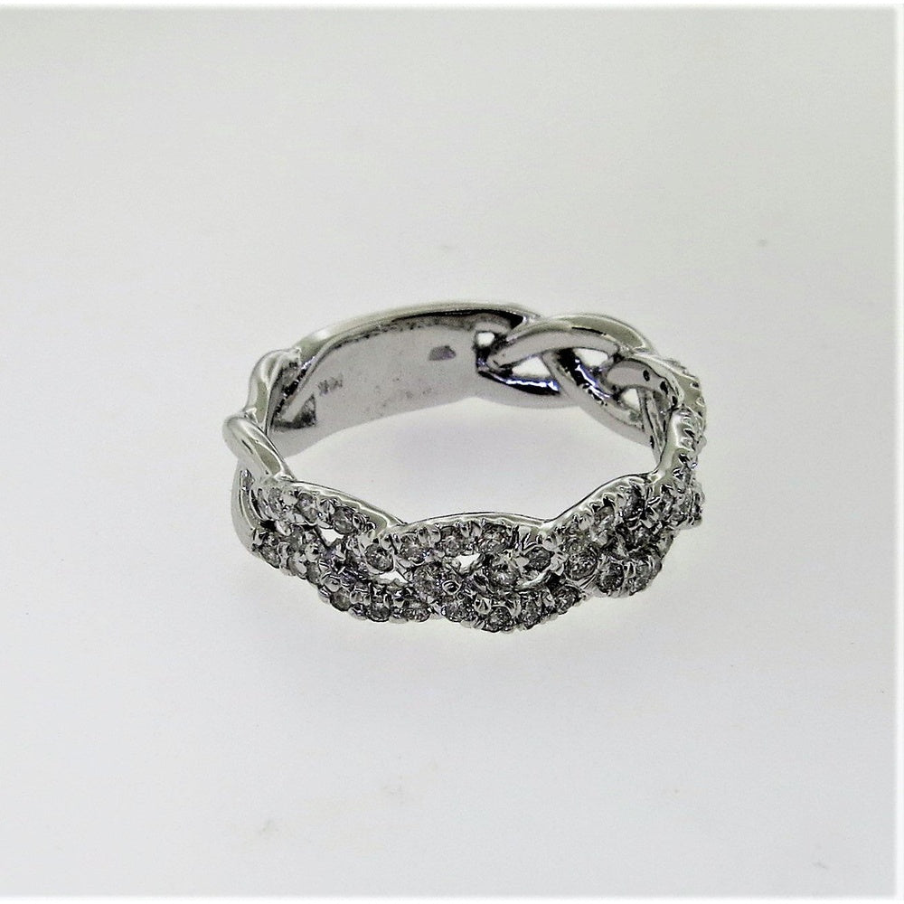 14K White Gold Anniversary Band with Prong Set Round Diamonds - 0.54 Carat Total Diamond Weight by Auriventus
