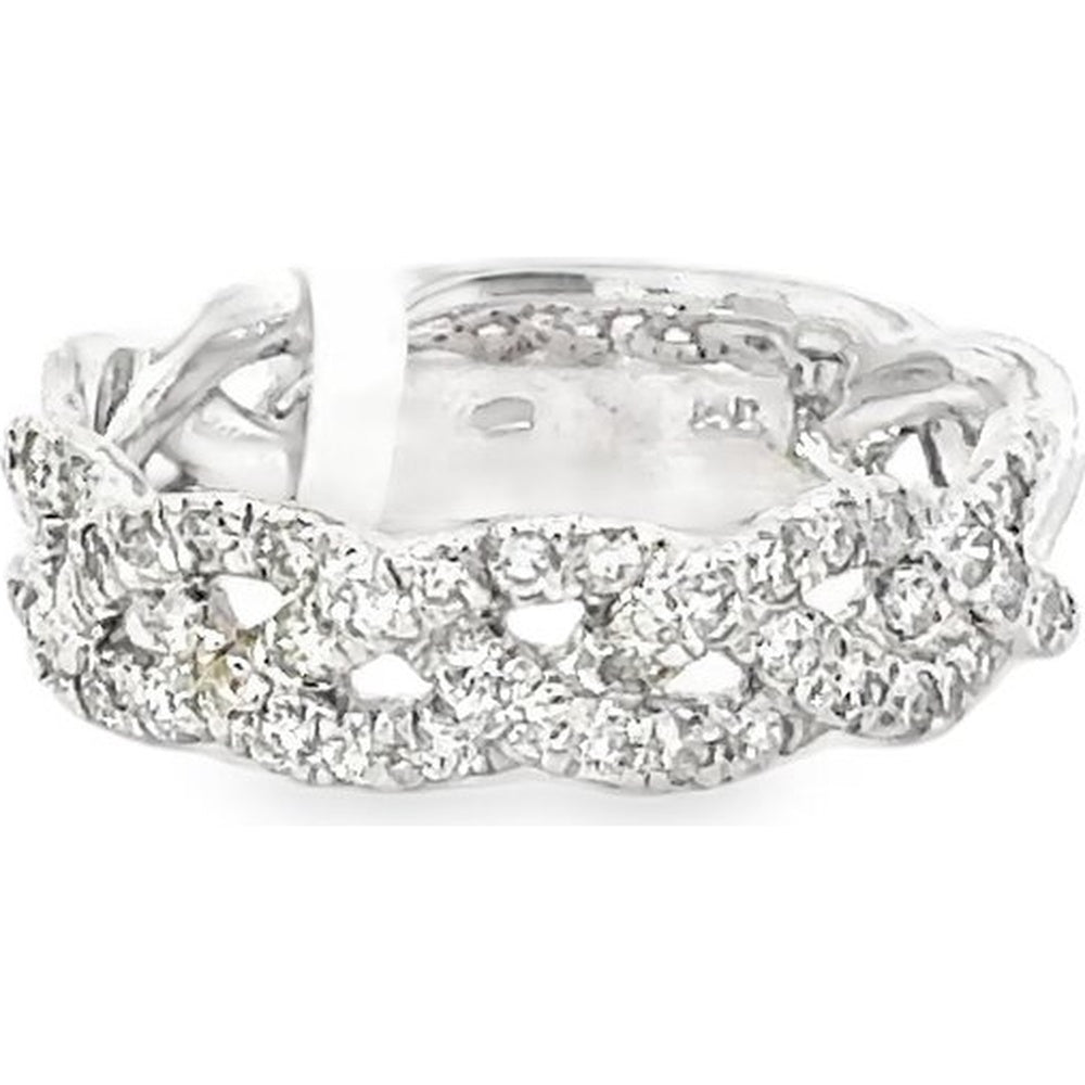 14K White Gold Anniversary Band with Prong Set Round Diamonds - 0.54 Carat Total Diamond Weight by Auriventus