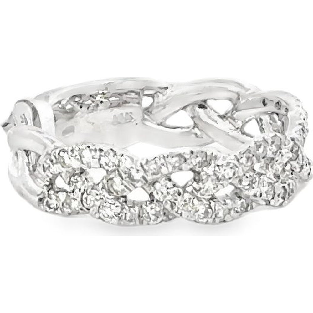 14K White Gold Anniversary Band with Prong Set Round Diamonds - 0.54 Carat Total Diamond Weight by Auriventus