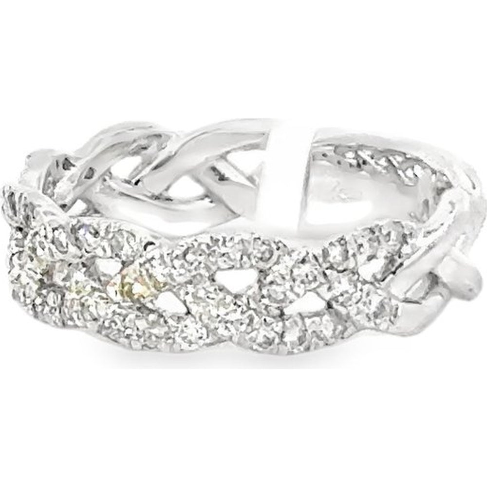 14K White Gold Anniversary Band with Prong Set Round Diamonds - 0.54 Carat Total Diamond Weight by Auriventus