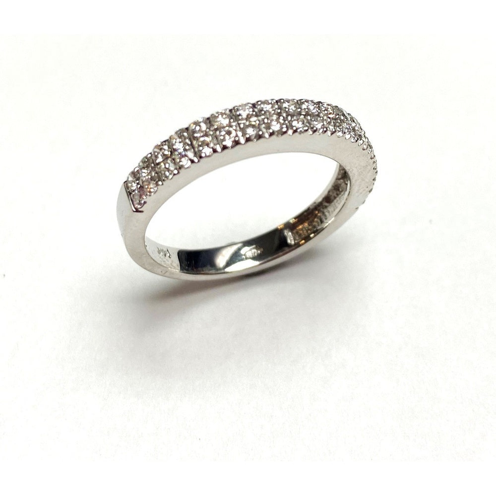 14K White Gold Anniversary Band with Prong-Set Round Diamonds - 0.58 Carat Total Diamond Weight by Auriventus