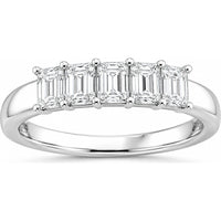 14K White Gold Anniversary Band with Shared-Prong Set Emerald Cut Diamonds - 0.97 Carat Total Diamond Weight by Auriventus