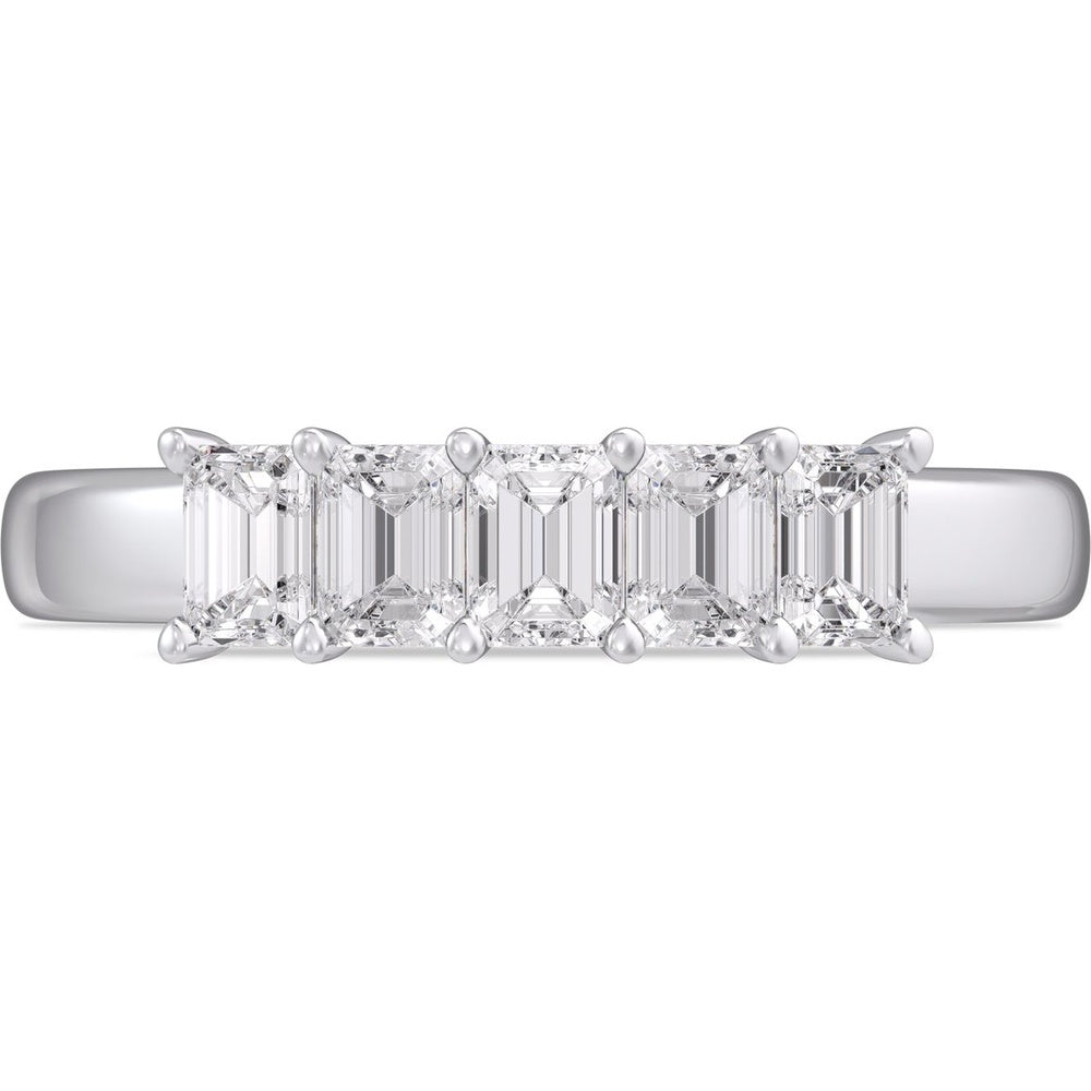14K White Gold Anniversary Band with Shared-Prong Set Emerald Cut Diamonds - 0.97 Carat Total Diamond Weight by Auriventus