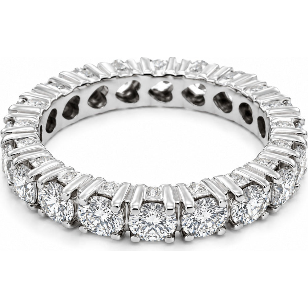14K White Gold Anniversary Band with Shared Prong Set Round Diamonds - 3.07 Carat Total Diamond Weight by Auriventus