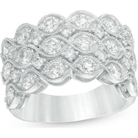 14K White Gold Anniversary Ring with Interlocking Marquise Diamond Clusters and Milgrain Detailing - 2.13 Carat Total Diamond Weight by Auriventus