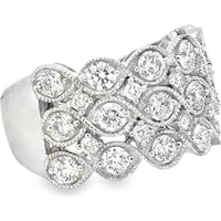 14K White Gold Anniversary Ring with Interlocking Marquise Diamond Clusters and Milgrain Detailing - 2.13 Carat Total Diamond Weight by Auriventus