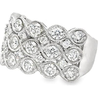 14K White Gold Anniversary Ring with Interlocking Marquise Diamond Clusters and Milgrain Detailing - 2.13 Carat Total Diamond Weight by Auriventus