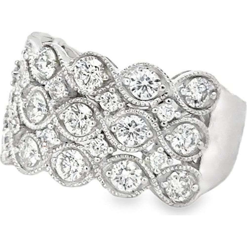 14K White Gold Anniversary Ring with Interlocking Marquise Diamond Clusters and Milgrain Detailing - 2.13 Carat Total Diamond Weight by Auriventus