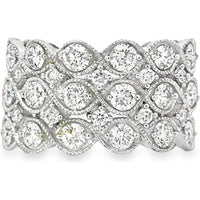 14K White Gold Anniversary Ring with Interlocking Marquise Diamond Clusters and Milgrain Detailing - 2.13 Carat Total Diamond Weight by Auriventus