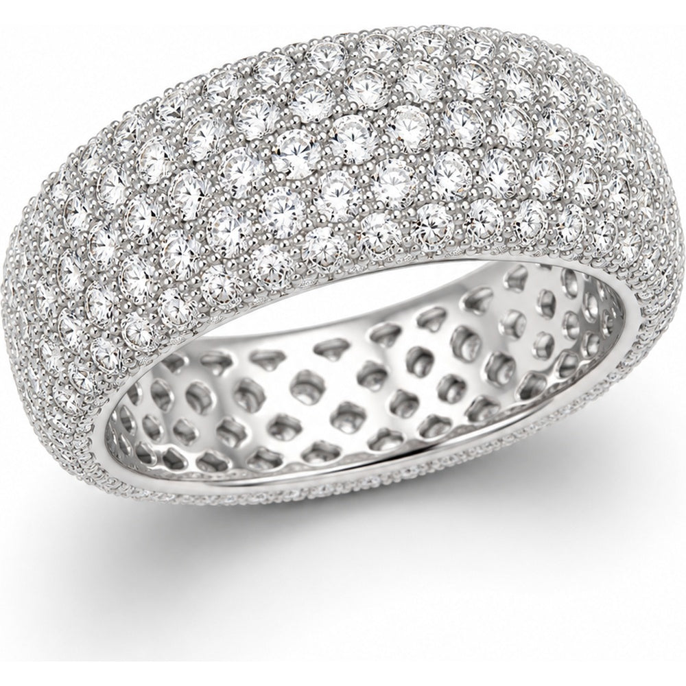 14K White Gold Anniversary Ring with Pavé Set Round Diamonds - 3.99 Carat Total Diamond Weight by Auriventus