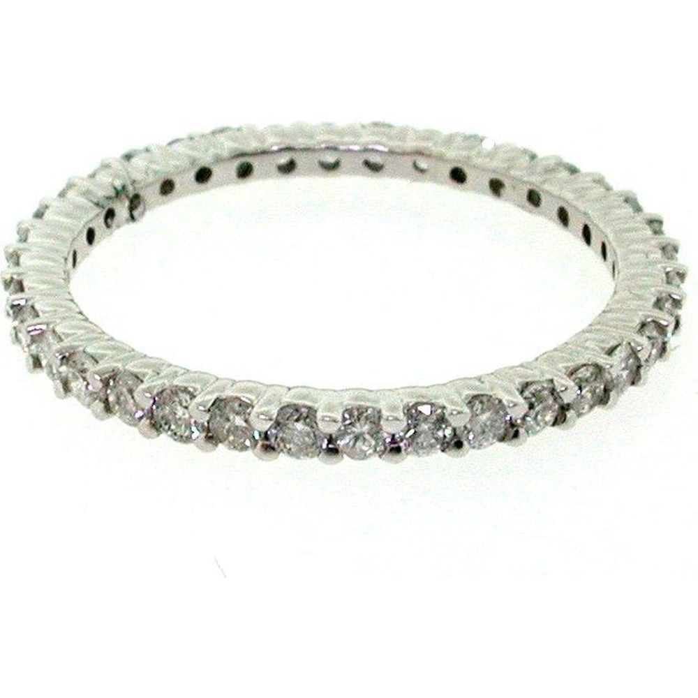 14K White Gold Anniversary Ring with Prong Set Round Diamonds - 0.87 Carat Total Diamond Weight by Auriventus