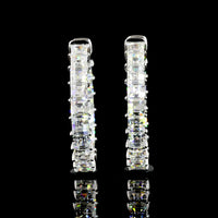 14K White Gold Antique Asscher Cut Lab Diamond Hoop Earrings - 5.55 Carat Total Weight, E-F VVS2 - Covaloro Fine Jewelry