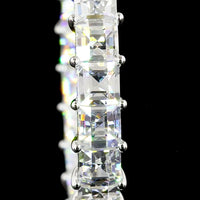 14K White Gold Antique Asscher Cut Lab Diamond Hoop Earrings - 5.55 Carat Total Weight, E-F VVS2 - Covaloro Fine Jewelry