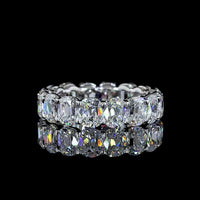 14K White Gold Antique Cushion Cut Lab Diamond Eternity Band - 16 Stones, 5.86 Carats Total Weight, E-F Color - Covaloro Fine Jewelry