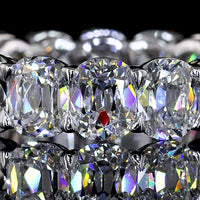 14K White Gold Antique Cushion Cut Lab Diamond Eternity Band - 16 Stones, 5.86 Carats Total Weight, E-F Color - Covaloro Fine Jewelry