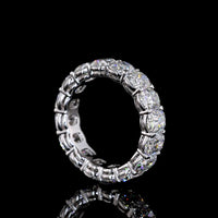 14K White Gold Antique Cushion Cut Lab Diamond Eternity Band - 16 Stones, 5.86 Carats Total Weight, E-F Color - Covaloro Fine Jewelry