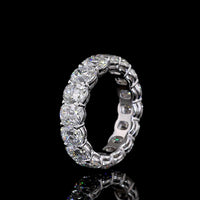 14K White Gold Antique Cushion Cut Lab Diamond Eternity Band - 16 Stones, 5.86 Carats Total Weight, E-F Color - Covaloro Fine Jewelry