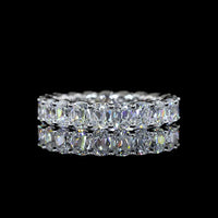 14K White Gold Antique Cushion Cut Lab Diamond Eternity Band - 3.70 Carat Total Weight, 21 Stones, E-F VS Quality - Covaloro Fine Jewelry