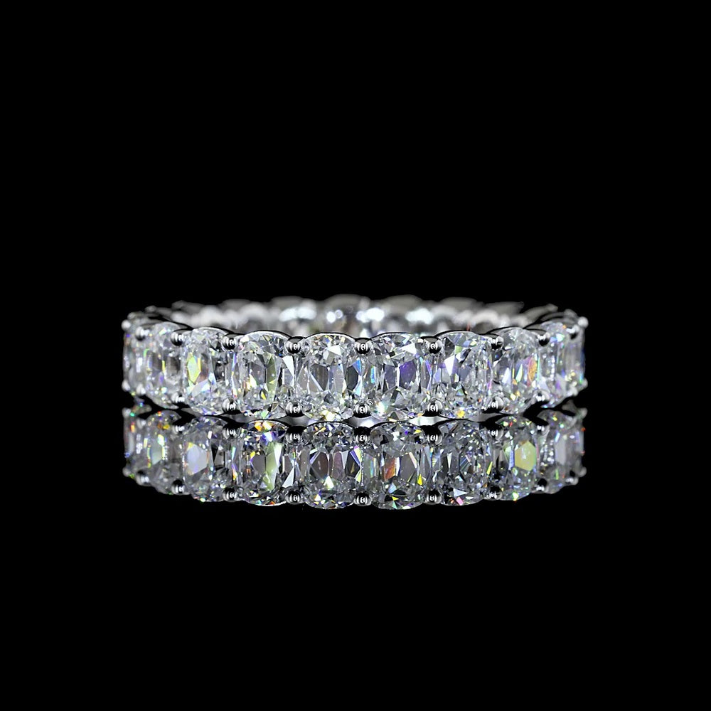 14K White Gold Antique Cushion Cut Lab Diamond Eternity Band - 3.70 Carat Total Weight, 21 Stones, E-F VS Quality - Covaloro Fine Jewelry