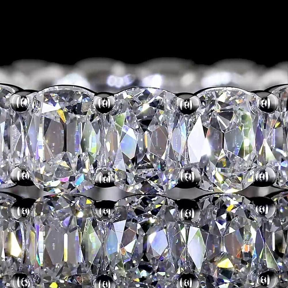 14K White Gold Antique Cushion Cut Lab Diamond Eternity Band - 3.70 Carat Total Weight, 21 Stones, E-F VS Quality - Covaloro Fine Jewelry
