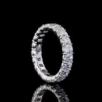 14K White Gold Antique Cushion Cut Lab Diamond Eternity Band - 3.70 Carat Total Weight, 21 Stones, E-F VS Quality - Covaloro Fine Jewelry